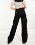 Фото #2 товара Bershka straight leg cargo trousers in black