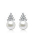 Фото #1 товара Sterling Silver White Gold Plated Cubic Zirconia Pearl Earrings