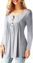 Фото #57 товара Amoretu Women's V-Neck Button Down Blouse, Solid Tunic Long Sleeve / Short Sleeve Tops