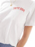 Pieces oversized Toyko t-shirt in white and red