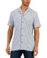 Фото #1 товара Рубашка с коротким рукавом с кемп-воротником Alfani Slub Pique Textured для мужчин, созданная для Macy's