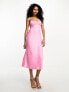 Only satin slip midi dress in pink