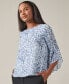 Petite Printed 3/4-Ruffle Sleeve Blouse