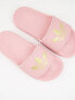 Фото #1 товара adidas Originals Adilette lite sliders in pink with gold trefoil