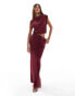 ASOS DESIGN plisse cutout detail maxi dress in burgundy weinrot, 44 - фото #2