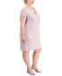 ფოტო #3 პროდუქტის Plus Size V-Slit-Neck Sequin Lace Sheath Dress