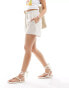 In The Style drawstring short in cream stripe