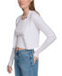 Фото #3 товара Women's Ribbed Button-Down Cropped Cardigan Sweater