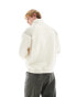 Фото #3 товара ASOS DESIGN oversized half zip with contrast pocket in off white borg