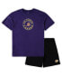 ფოტო #2 პროდუქტის Men's Purple, Black Los Angeles Lakers Big and Tall T-shirt and Shorts Sleep Set
