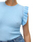 Women's O-Neck Knitted Flutter-Sleeve Top