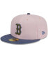 ფოტო #3 პროდუქტის Men's Pink, Blue Boston Red Sox Olive Undervisor 59FIFTY Fitted Hat