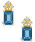 ფოტო #6 პროდუქტის London Blue Topaz (1-3/8 ct. t.w.) and Diamond (1/8 ct. t.w.) Stud Earrings in 14K Yellow Gold or 14K White Gold