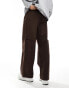 Фото #2 товара ADPT wide fit pull on cargo trouser in chocolate brown