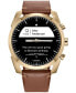 ფოტო #6 პროდუქტის Men's CZ Smart Hybrid Sport Brown Leather Strap Smart Watch 43mm