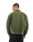 ASOS DESIGN oversized padded jacket in khaki with contrast stitch Зеленый, XL - Chest 44 - фото #3