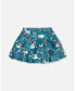 Big Girls Printed Flare Viscose Skirt Turquoise Printed Fairy Unicorn