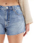 ASOS DESIGN Hourglass denim relaxed short in midwash blue