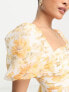 Фото #3 товара Forever New Petite puff shoulder mini dress in yellow floral