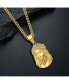ფოტო #2 პროდუქტის Yellow IP-plated Crystal Jesus Pendant Curb Chain Necklace