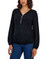 Women's Zip V-Neck Ruched Front Top, Created for Macy's