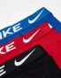 Nike Dri-Fit Essential Microfibre briefs 3 pack in blue, red and black