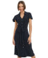 ფოტო #4 პროდუქტის Women's Button-Front Tie-Waist Flutter-Sleeve Dress