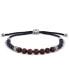 Фото #1 товара Tiger's Eye (8mm) and Onyx (6mm) Beaded Bolo Bracelet in Sterling Silver, Created for Macy's