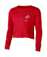 Women's Scarlet Ohio State Buckeyes 2-Hit Cropped Long Sleeve T-shirt