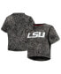 ფოტო #1 პროდუქტის Women's Black Distressed LSU Tigers Vintage-Like Wash Milky Silk Cropped T-shirt