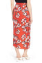 Lewit Faux Wrap Floral Silk Women's Skirt sz. 6 (Red) 149268