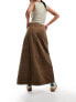 Free People a-line cord midaxi skirt in chocolate