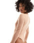 ASOS DESIGN All Day smoothing body with long sleeves in camel