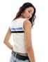 ASOS DESIGN knitted tank with sporty tipping in white Белый, M - EU 40-42 - фото #4