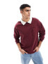 Фото #1 товара ASOS DESIGN oversized rugby polo sweatshirt with faux collar in burgundy