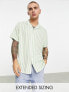 ASOS DESIGN revere stripe shirt in green L Long - фото #1