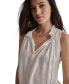 DKNY Women's Ruffled Split-Neck Elastic-Waist Top