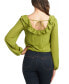 ფოტო #2 პროდუქტის Juniors' Puckered Ruffle-Trim Long-Sleeve Blouse