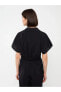 Фото #9 товара LCW Vision Gömlek Yaka Düz Kısa Kollu Crop Kadın Bluz