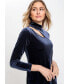 ფოტო #1 პროდუქტის Women's Long Sleeve Velvet Dress with Cutout Neckline