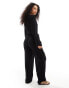 Esmee tie crinkle beach trouser co-ord in black