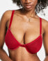 Фото #2 товара ASOS DESIGN Fuller Bust Alaia mesh and velvet trim underwire bra in burgundy