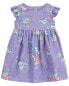 Фото #3 товара Baby Metallic Stripe Floral Print Dress 3M