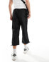 ASOS DESIGN wide awkward length nylon trouser with toggle detail in black