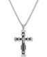 ფოტო #1 პროდუქტის Men's Cubic Zirconia Two-Tone Cross 24" Pendant Necklace in Stainless Steel & Black Ion-Plate