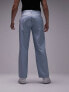 Topman wide leg linen blend mix trousers in light blue