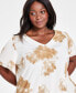 Фото #7 товара Plus Size Printed Double-Tiered V-Neck Top