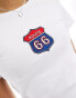 ASOS DESIGN route 66 embroidered baby tee in ivory