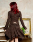 Фото #2 товара Labelrail x Lara Adkins layered jersey hanky hem mini skirt co-ord in dark brown