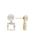 Фото #1 товара Pearl and Cushion Cut Cubic Zirconia Drop Earring